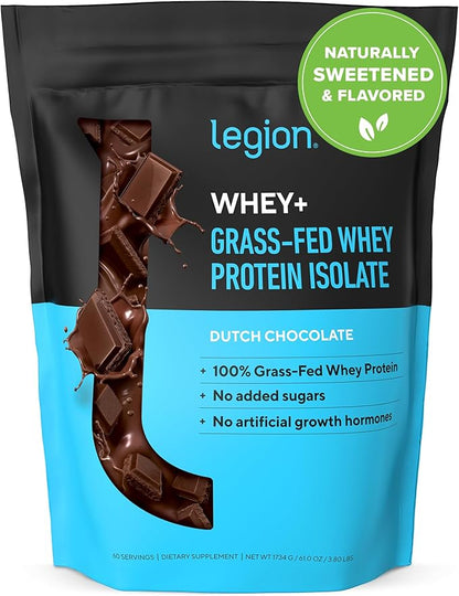 LEGION Whey+ Protein Whey Isolate from Grass Fed Cows - Whey Protein Isolate Powder Low Calorie