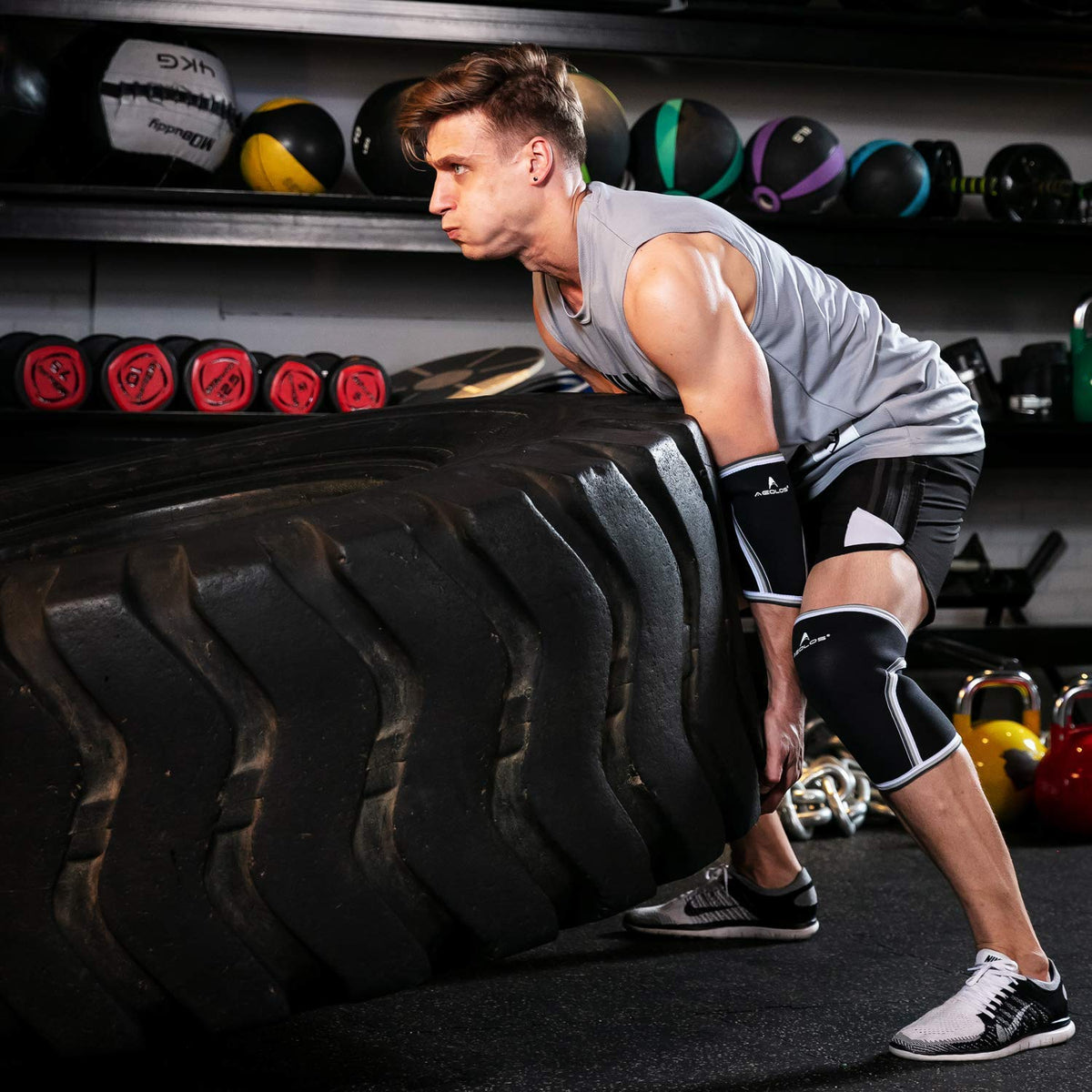 AEOLOS Knee Sleeves (1 Pair)，7mm Compression Knee Braces for Heavy-Lifting,Squats,Gym and Other