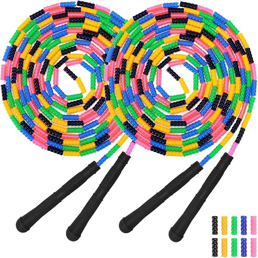 Dutch Jump Rope 16 FT 1 Pack/2 Pack, Long Soft Beaded Jump Rope, Adjustable Segmented Skipping Rope