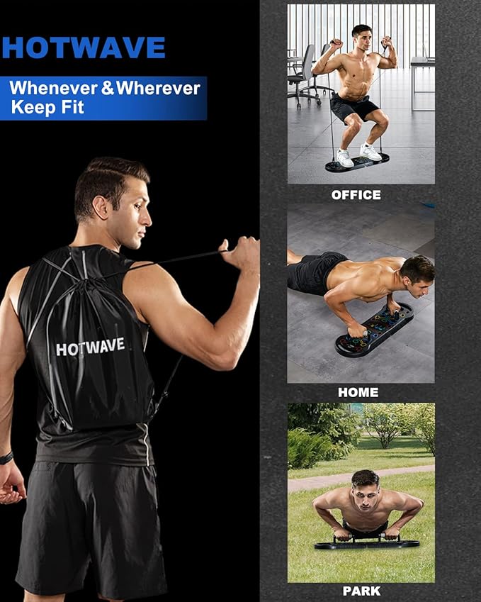 HOTWAVE Push Up Board Fitness, Portable Foldable 20 in 1 Push Up Bar at Home Gym, Pushup Handles