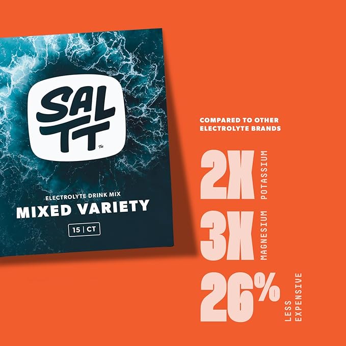 SALTT Electrolytes Powder Packets, All Things Mixed Variety Pack (15 Packets) - Magnesium