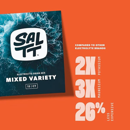 SALTT Electrolytes Powder Packets, All Things Mixed Variety Pack (15 Packets) - Magnesium