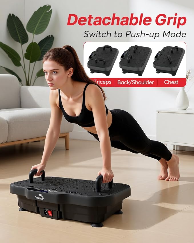 Vibration Plate Exercise Machine, 8000 Vibrations/min Adjustable Fitness Platform, 400 Lbs Capacity