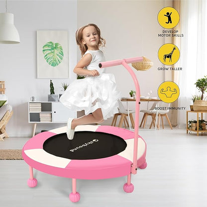SkyBound 36 Inch Indoor Trampoline for Kids - Kids Trampoline Indoor with Handle - Toddler