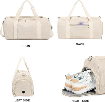 Duffle Bag for Gym Sports Women Girls Workout Travel Bag Weekender with Shoe Compartment and Wet