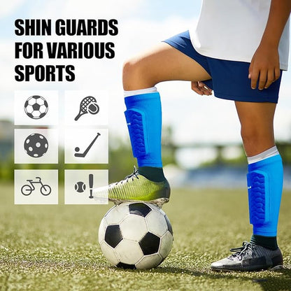 Soccer Shin Guards for Kids Youth Adults, Shin Guard Soccer Sleeves for 2-18 Years Old Boys Girls