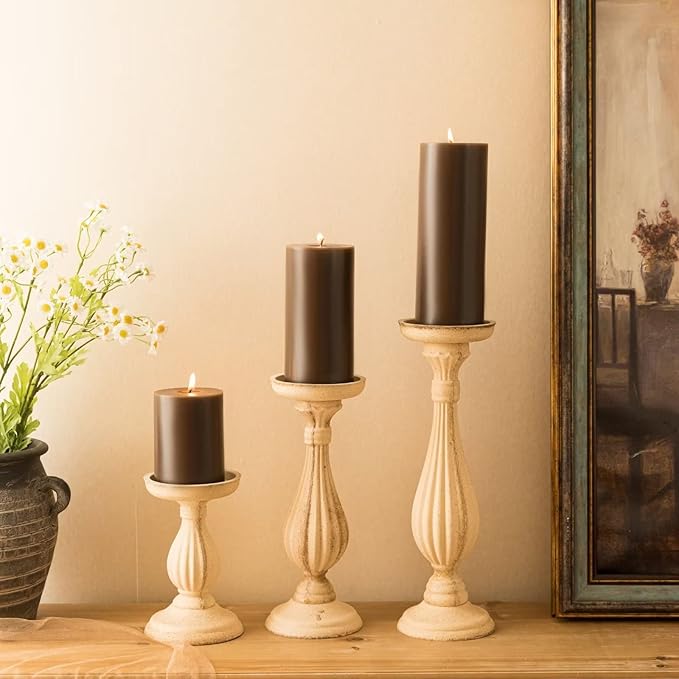 MOZEAL 3" x 6" Hand-Poured Unscented Candle,Dripless Pillar Candle Set of 3,Long Lasting