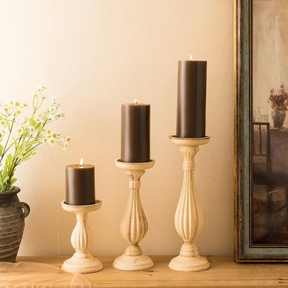 MOZEAL 3" x 6" Hand-Poured Unscented Candle,Dripless Pillar Candle Set of 3,Long Lasting