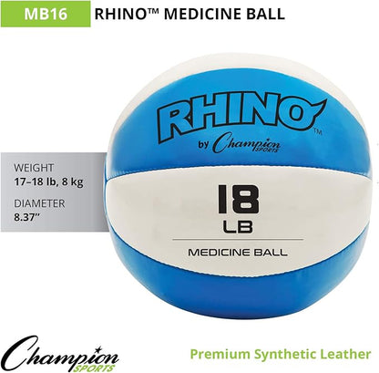 Champion Sports Exercise Medicine Balls, Leather with No-Slip Grip - Weighted Med Ball Set for