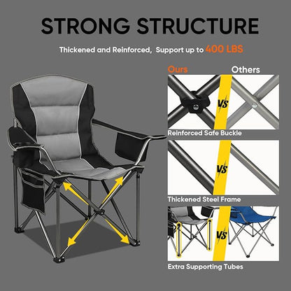 Northroad 2 Pack Oversized Camping Chair, Padded Portable Chairs Heavy Duty Camping Folding Chairs
