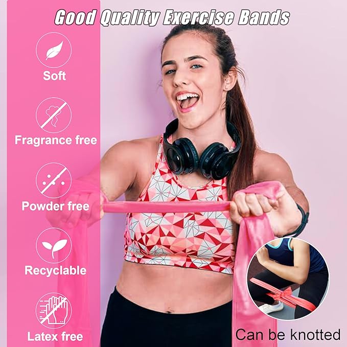 Resistance Bands for Working Out, Physical Therapy Bands, Latex Free Elastic and Exercise Bands Set