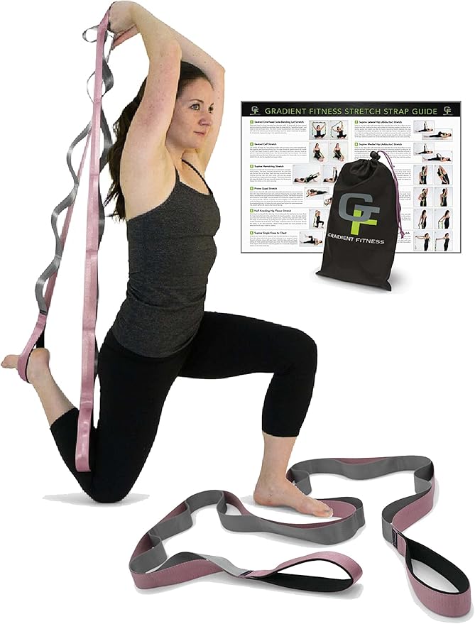 Gradient Fitness Stretching Strap for Physical Therapy, 12 Multi-Loop Stretch Strap 1.5" W x 8' L