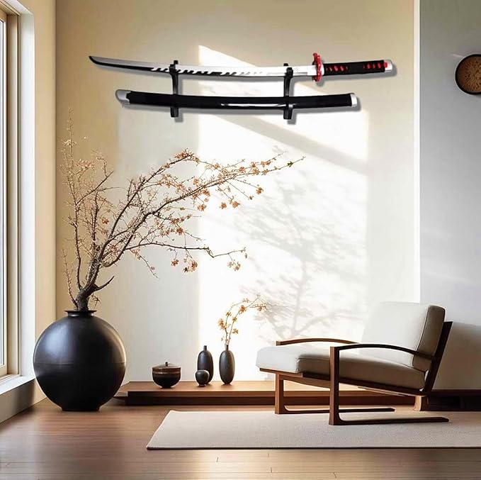 Eforlife 2/Set Sword Hook Wall Mount Samurai Sword Hanger Display Holder Adjustable for Katana
