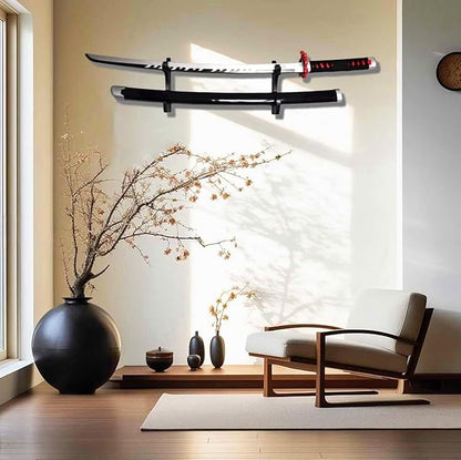 Eforlife 2/Set Sword Hook Wall Mount Samurai Sword Hanger Display Holder Adjustable for Katana