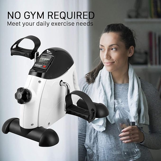Mini Exercise Bike, himaly Under Desk Bike Pedal Exerciser Portable Foot Cycle Arm & Leg Peddler