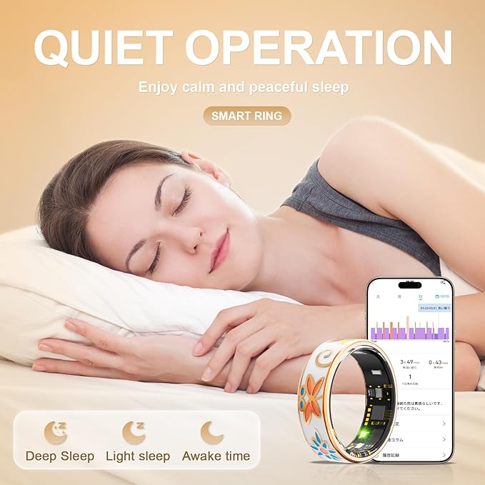 Smart Ring Health Tracker, for men and women, equipped with heart rate monitor, sleep tracker, 8