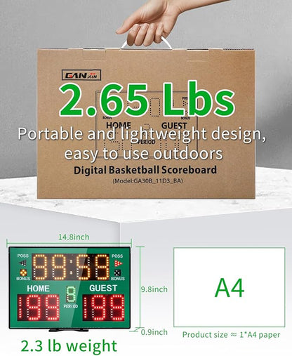 Basketball Digital Scoreboard with Remote,Battery Powered Portable Tabletop Electronic Scoreboard