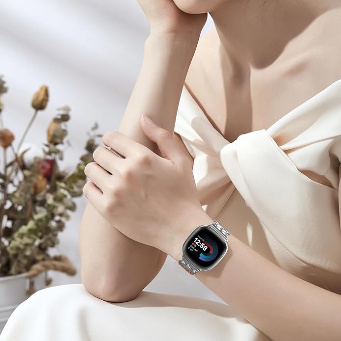 Braided Band Compatible with Fitbit Versa 4 Bands for Woman/Versa 3/Sense 1/Sense 2 Band, Magnetic