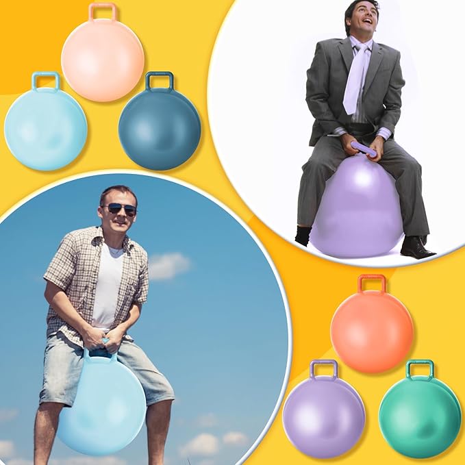 Lewtemi 6 Pcs Hopper Ball Carnival Outdoor Games 32 Inch Jumping Hopping Inflatable Bouncing Ball