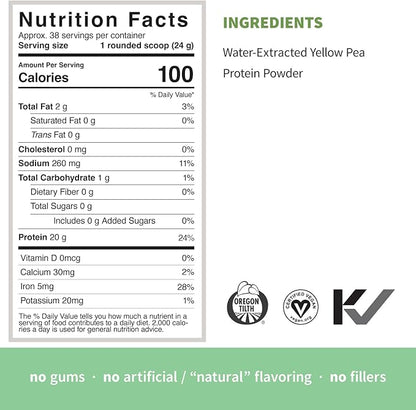 Sprout Living Organic Pea Protein Powder, Unflavored, 20 Grams of Plant Based Organic Protein