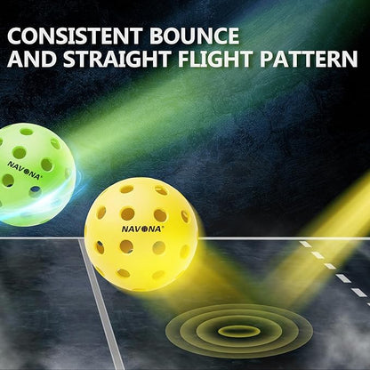 Navona 12 Pack Premium 40-Holes Colorful Outdoor Pickleball Balls, Meet USAPA Official Requirement