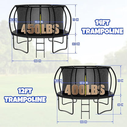 Trampoline 8FT 10FT 12FT 14FT 16FT, Outdoor Trampolines for Kids and Adults, Recreational