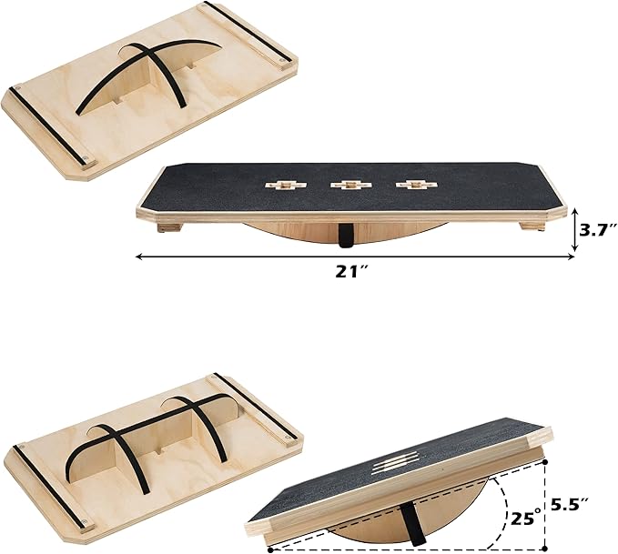 Multi-Optional Wooden Balance Board for all kind of balance tranning, Extra-Large Anti-Slip Wobble