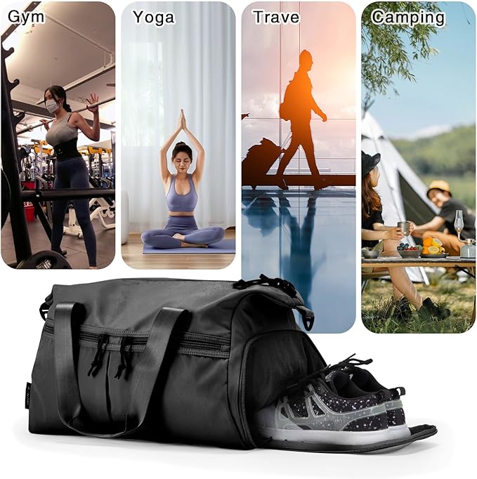 Weekender Duffel Bag with Shoe Compartment And Wet Pocket-Luggage Everyday Overnight Bag for Men