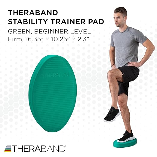 THERABAND Stability Trainer Pad, Beginner Level, Firm, Green Foam Balance Pad for Physical Therapy