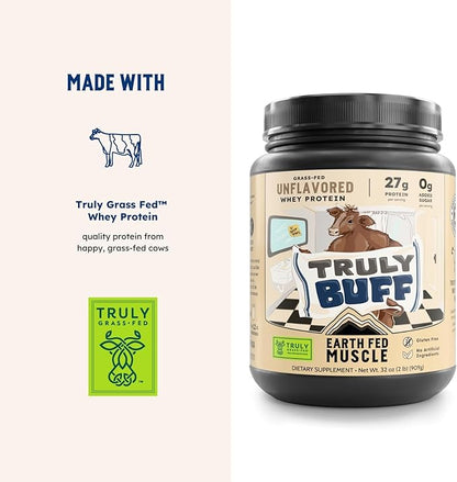 Earth Fed Muscle Truly Buff Truly Grass Fed Whey Protein Isolate - No Artificial Ingredients, Soy