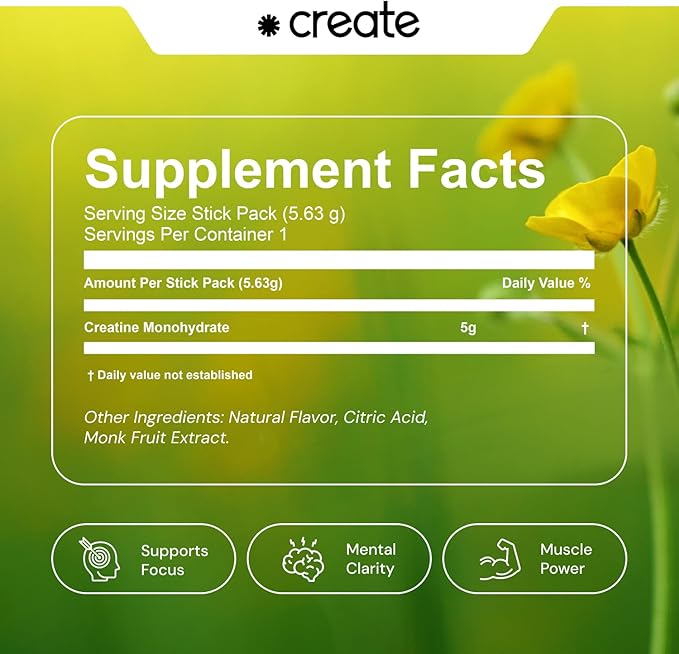 Create Single Serve Creatine Monohydrate Powder – 5g Creapure Creatine | Redefining Strength