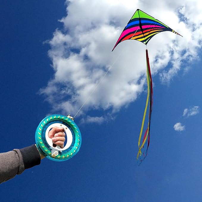 Mint's Colorful Life 60'' Delta Kite With 7.1in Reel Winder, Easy Flying & String Spool for Kids &
