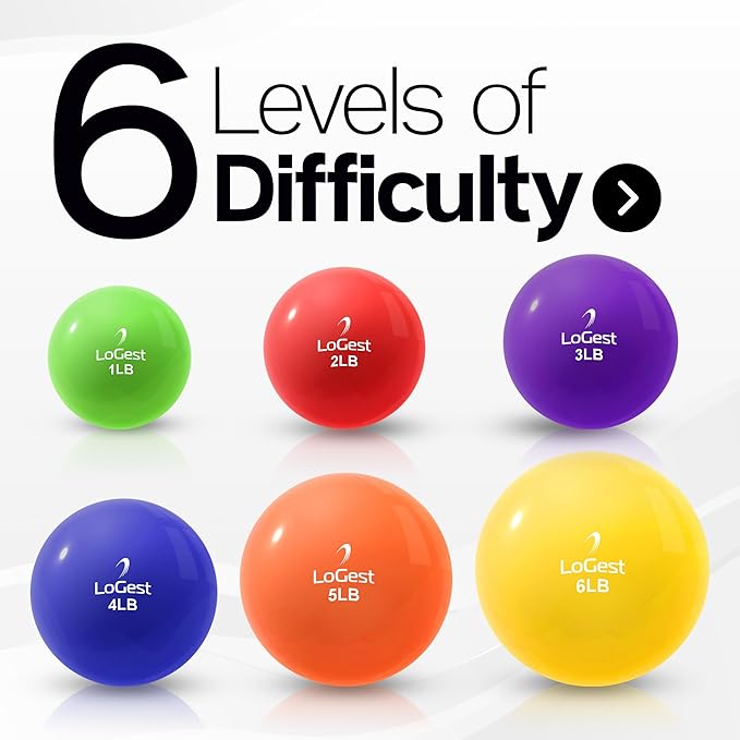 Logest Weighted Toning Exercise Balls Pair - Round Shape Medicine Ball - 1LB 2LB 3LB 4LB 5LB 6LB