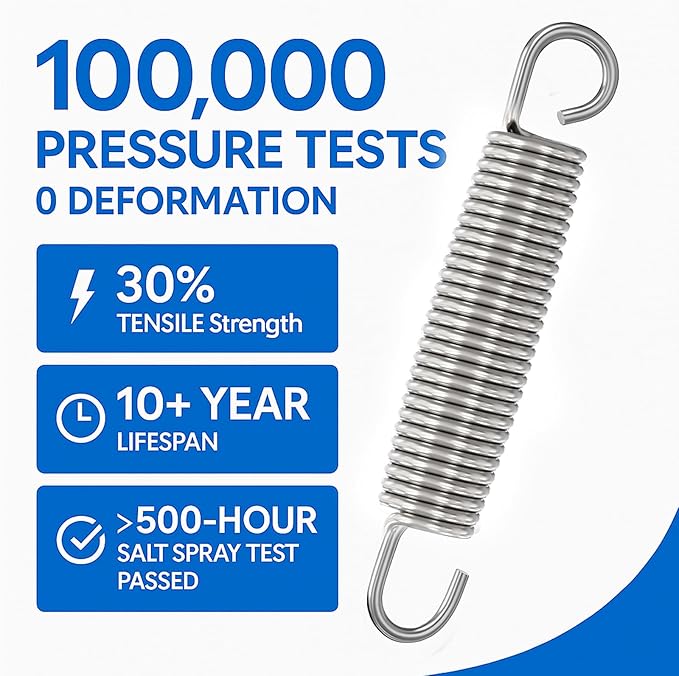 Trampoline Springs Heavy Duty Stainless Steel Replacement,16-Pack with T-Hook and Pulling