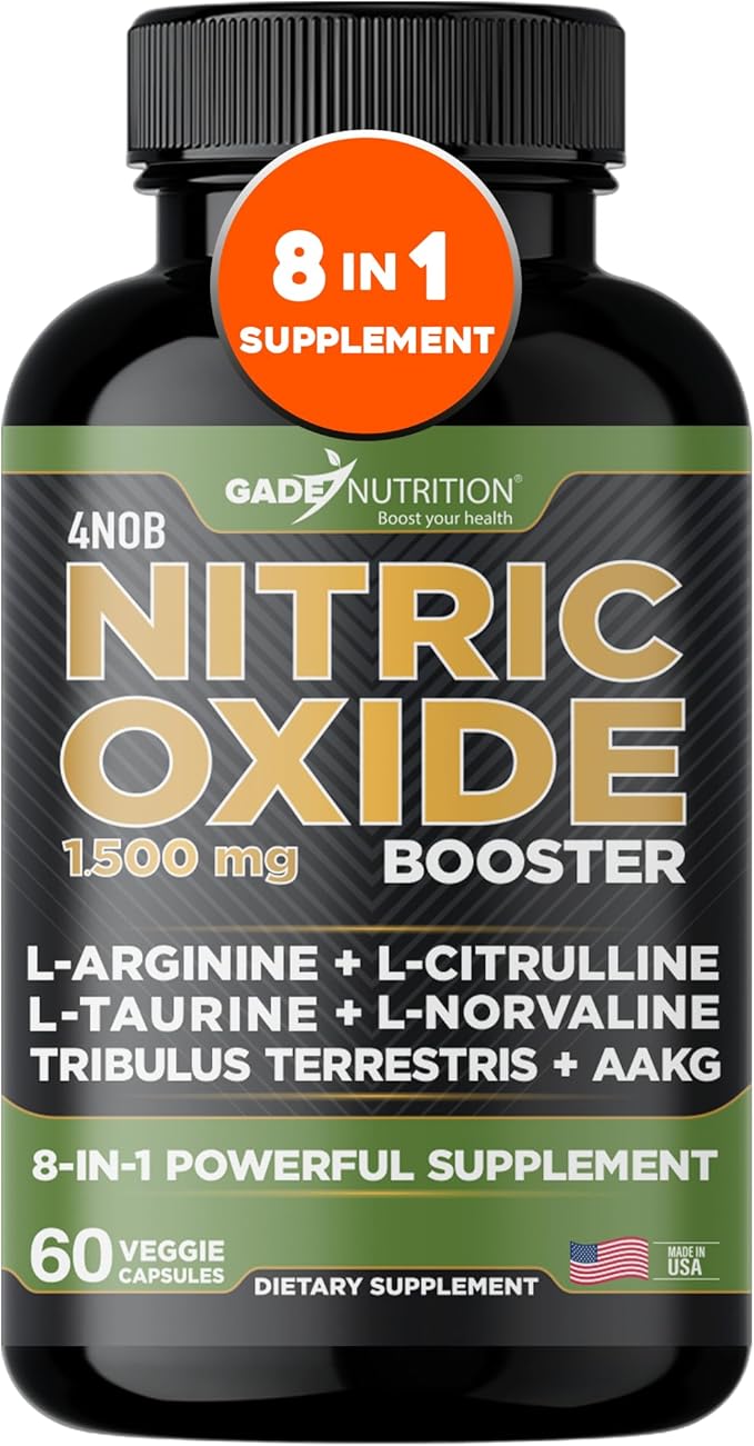 Gade Nutrition Nitric Oxide Supplement - L Arginine Capsules ??Helps to Improve Energy, Endurance &
