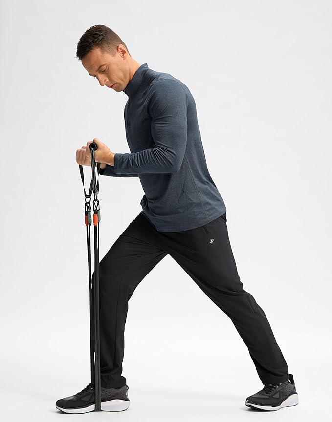 Pudolla Men's Lightweight Hiking Pants Quick-Dry Outdoor Sweatpants with Zipper Pockets for Casual