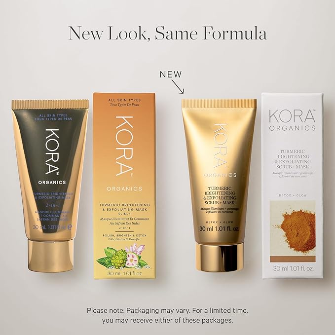 KORA Organics Turmeric Brightening & Exfoliating Mask, Multi-Use Facial Scrub, Polish & Illuminate
