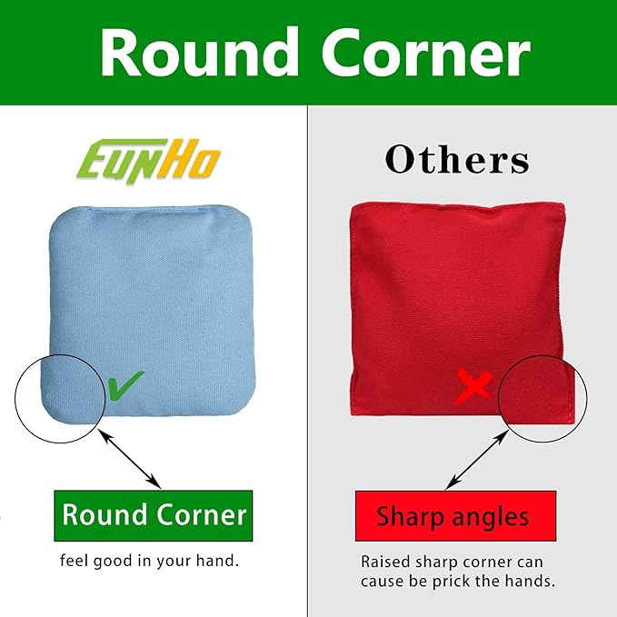 EunHo Cornhole Bags Set of 8 Regulation Size & Weight Corn Hole Bean Bags Official Professional All