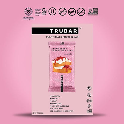 TRUBAR Vegan Protein Bar, Strawberry Shorty Got Cake, Gluten Free, Plant Based Protein, Dairy Free