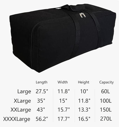 Extra Large Canvas Travel Duffle Bag, Camping, Storage