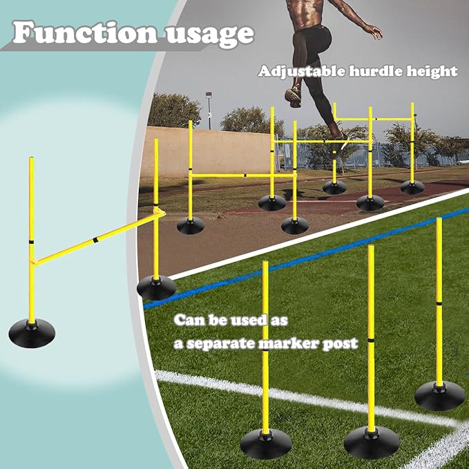 Adjustable Height Agility Hurdle Set Multi-Function Soccer Trainning Pole Set Coaching Sticks with