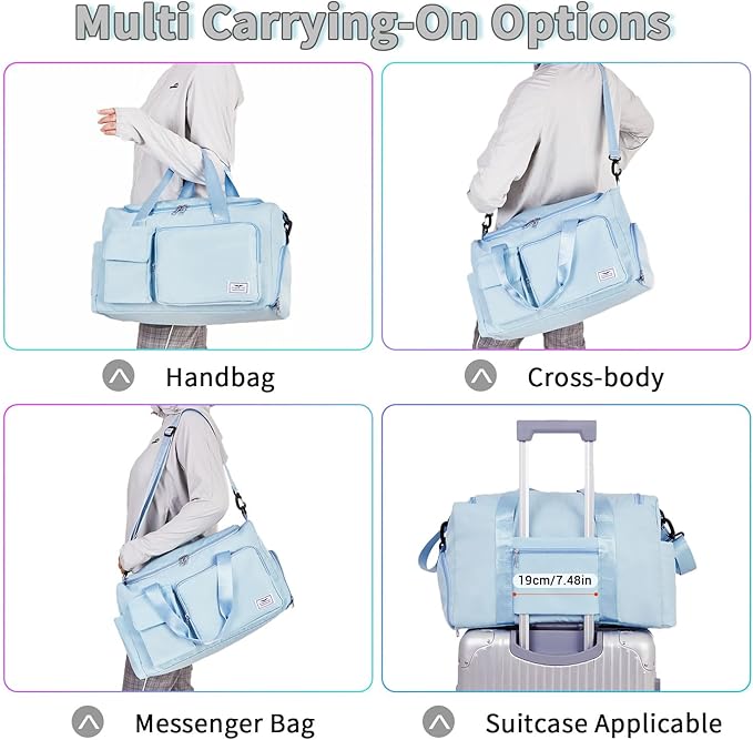 FIORETTO Women's Gym Duffle Bag with Shoes Compartment, 37L Capacity, Ideal for Travel, Gym