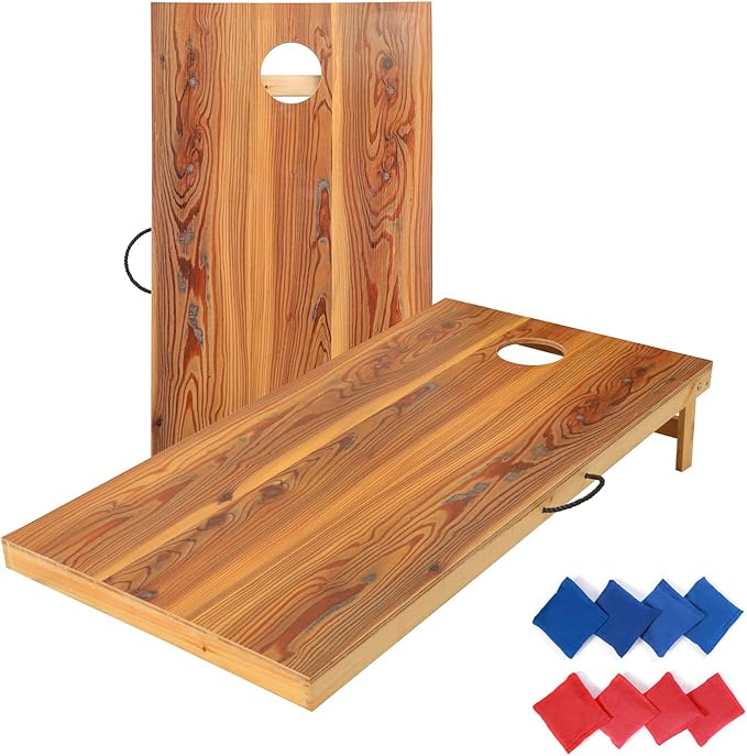 Solid Wood Premium Corn Hole Outdoor Game Set, 2 Regulation and Waterproof Cornhole Game Boards