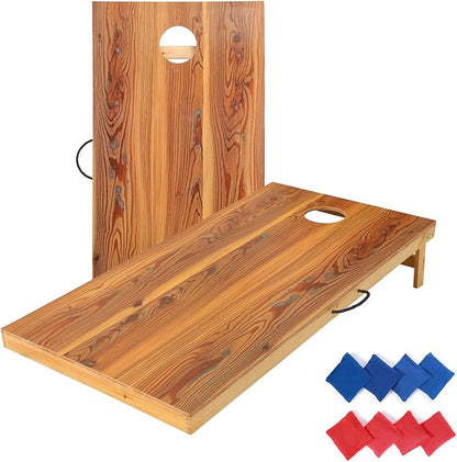 Solid Wood Premium Corn Hole Outdoor Game Set, 2 Regulation and Waterproof Cornhole Game Boards