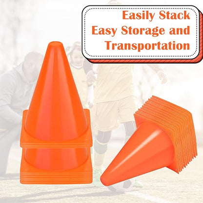 40 Pack Plastic Traffic Cone 7 Inch Small Orange Cones for Sports Soccer Cones Bike Obstacle