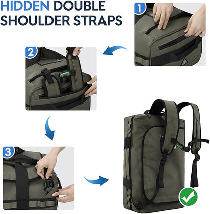 Haimont Water Resistant Backpack Duffle Heavy Duty Convertible Duffle Bag with Backpack Straps for