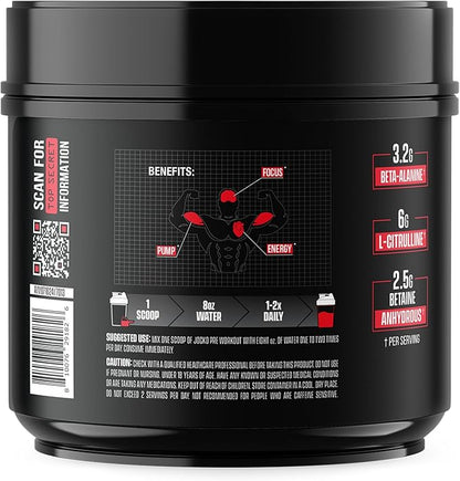 Jocko Fuel Pre Workout for Men & Women - High Stim Low Sugar Blend with Beta Alanine +