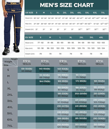 Wespornow Men's-Convertible-Hiking-Pants Quick Dry Lightweight Zip Off Breathable Cargo Pants for