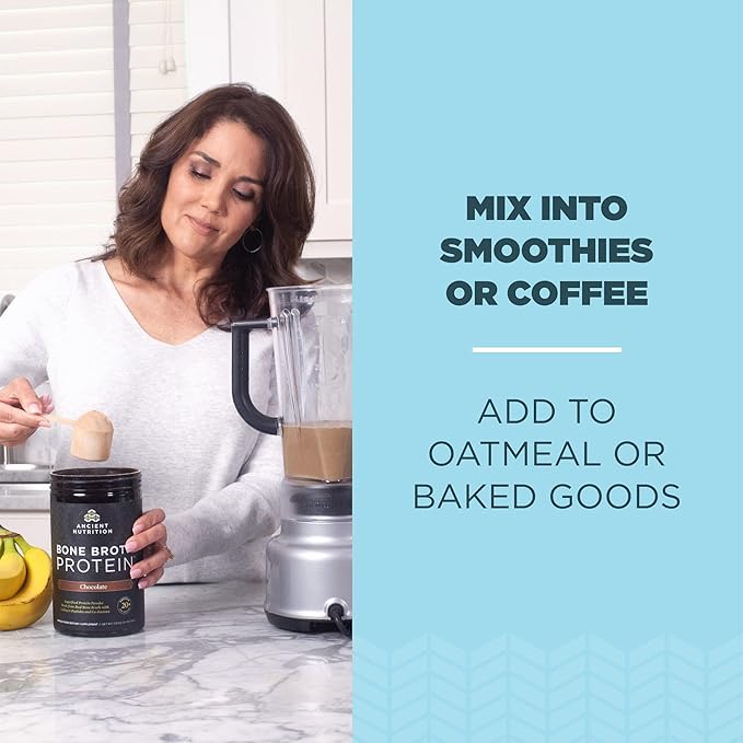 Ancient Nutrition Protein Powder Made from Real Bone Broth, Chocolate, 20g Protein Per Serving, 20