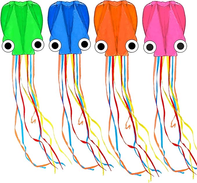 Octopus Kites for Kids & Adults Easy to Fly, 24”x 158” Large Soft Kite Kit for Boys and Girls